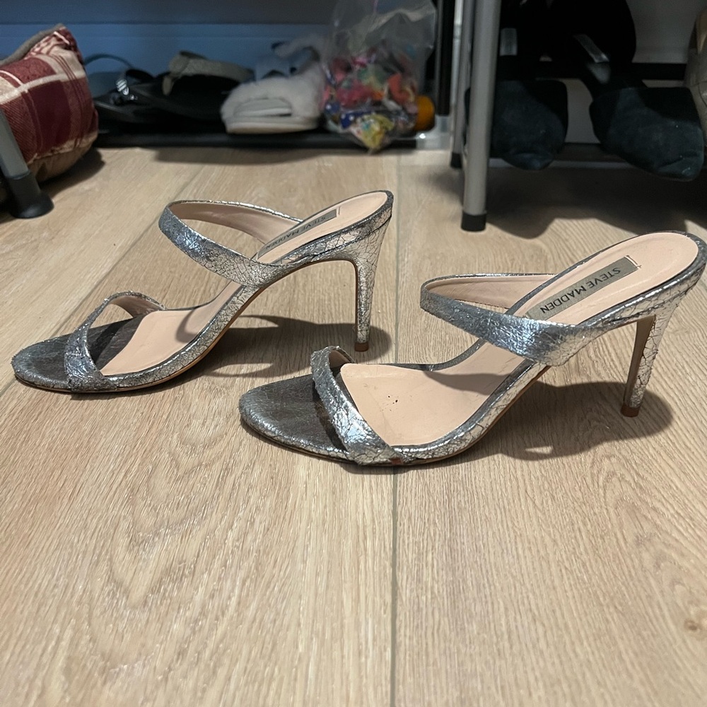 Steve Madden Silver High Heel Sandals
